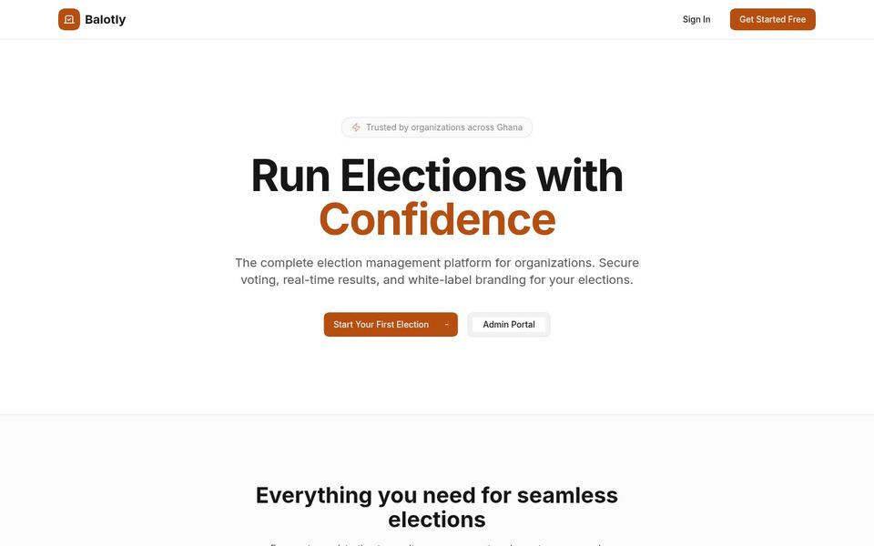 Homepage of Balotly